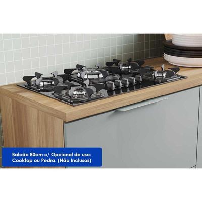 Armário de Cozinha Modulado Completa Marquesa 4 Peças Nature/Verde - Nesher