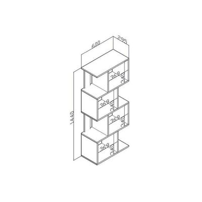 Estante Livreiro Solteiro ESM209 c/ 5 Nichos Oliva - Movelbento