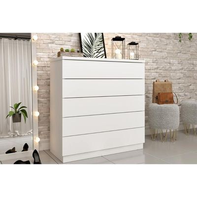 Cômoda Juvenil Premium c/ 5 Gavetas Neve - Tcil Móveis