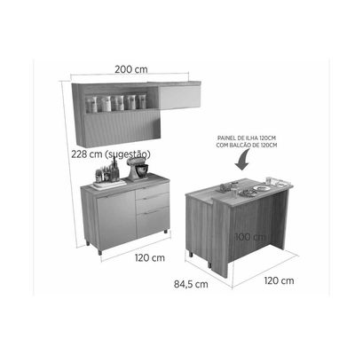 Armário de Cozinha Modulado Completa Marquesa Gourmet 5 Peças Nature/Verde - Nesher
