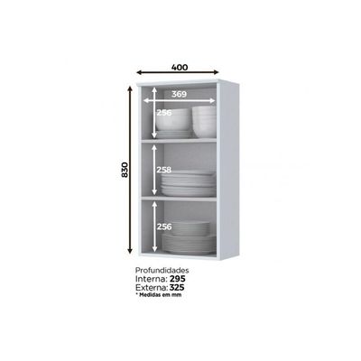 Módulo Cozinha Henn Americana Armário c/ 1 Porta 40cm Cinza