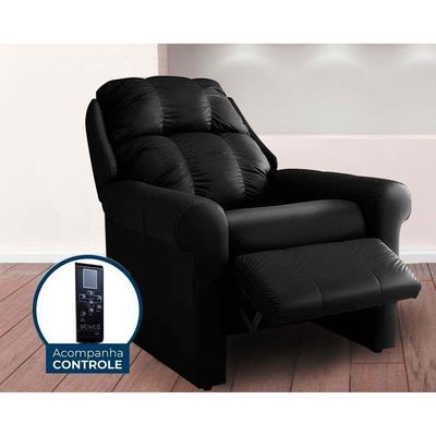 Poltrona do Papai Reclinável MH 1216 Two Way c/ Massagem Courano Preto - Herval