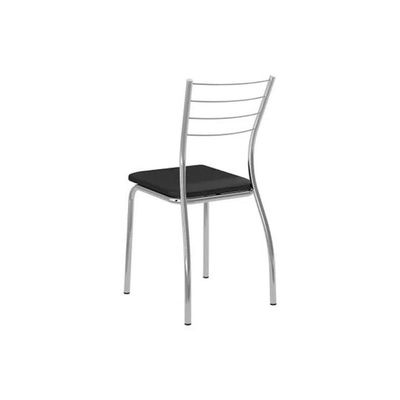 Kit 2 Cadeiras de Cozinha 1700 2 Un Prata - Assento Courano Preto - Carraro