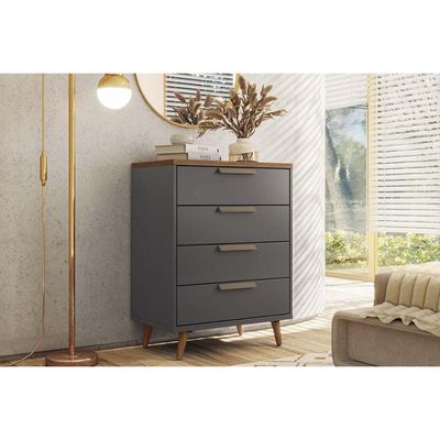 Cômoda Casal New Conect c/ 4 Gavetas GrafitteJatoba - Santos Andirá