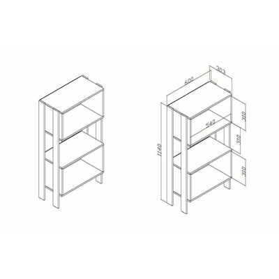 Estante para Sala RT3092 c/ 2 Nichos Rustico/Branco - Movelbento