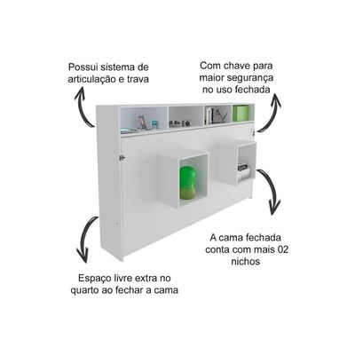 Cama Dobrável Articulada Multifuncional CM8020 Branco - Tecno Mobili