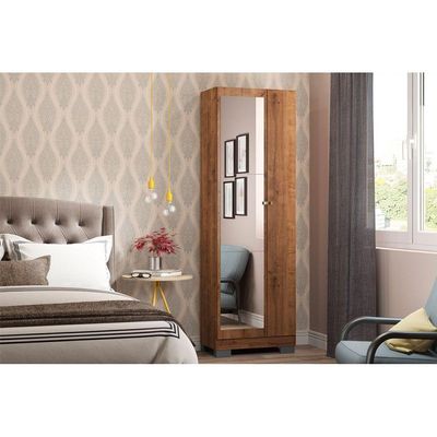 Armário Multiuso Casal 547 c/ 1 Porta c/ Espelho e Pés Freijo - Carraro