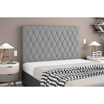 Painel de Cama Box Estofada Queen Camponesa Chumbo - Simbal
