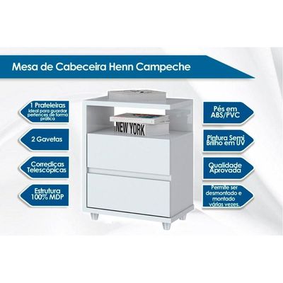 Mesa Cabeceira Infantil Campeche c/ 2 Gavetas Jequitibá Brilho - Henn