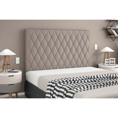 Painel de Cama Box Estofada Queen Camponesa Camurca - Simbal