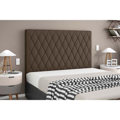 Painel de Cama Box Estofada Queen Camponesa Camurca - Simbal