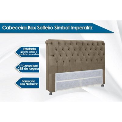 Painel de Cama Box Estofada Solteiro Imperatriz Plus Suede Marrom - Simbal