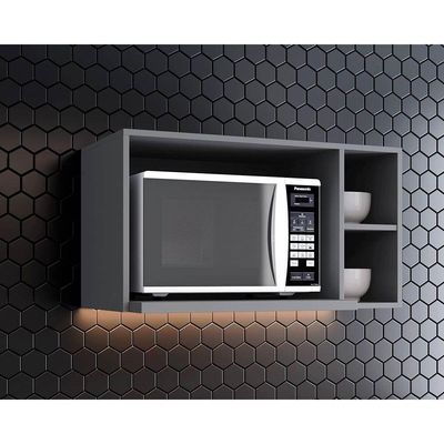 Armário Aéreo Cozinha Modulado Americana p/ Micro-ondas 80cm Cinza - Henn