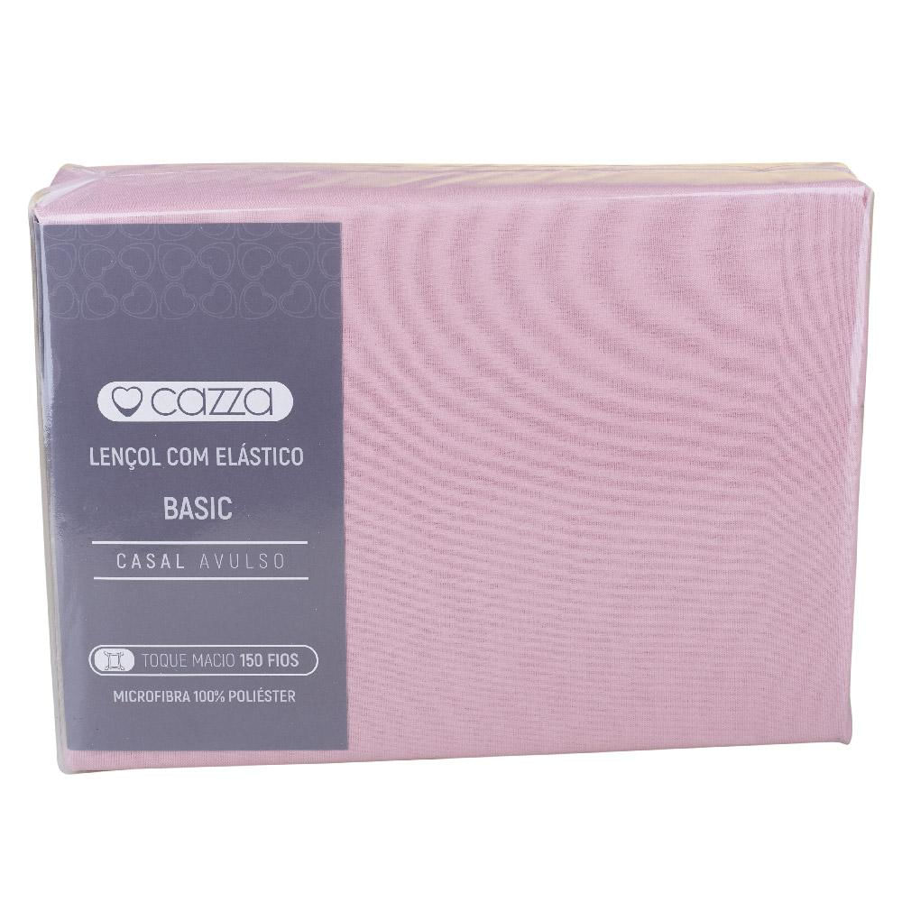 Lençol com Elástico Casal Microfibra Cazza Rosa