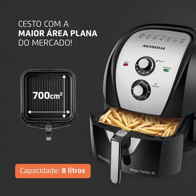 Fritadeira Elétrica Air Fryer Mondial AFN-80-BI 8L Prata - 127V UNICA
