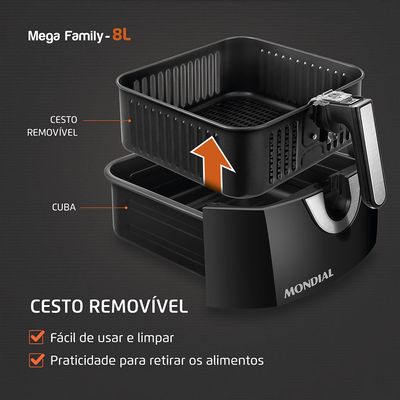 Fritadeira Elétrica Air Fryer Mondial AFN-80-BI 8L Prata - 127V UNICA
