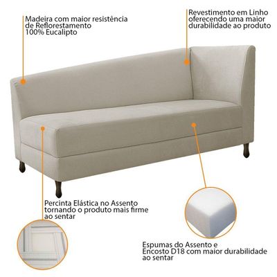 Diva Recamier Heitor 160Cm Lado Esquerdo Linho - Amarena Móveis Bege