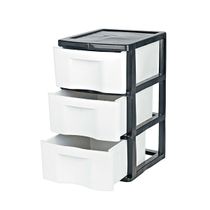 Gaveteiro de Chão São Bernardo com 3 Gavetas Plástico 33x38x56cm Preto e Branco