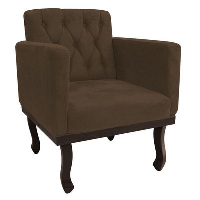 Kit Diva Recamier Diana 185Cm Lado Esquerdo E 01 Poltrona Classic Suede - Amarena Móveis Marrom
