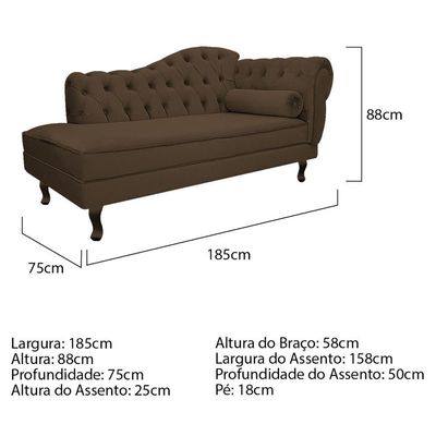 Kit Diva Recamier Diana 185Cm Lado Esquerdo E 01 Poltrona Classic Suede - Amarena Móveis Marrom