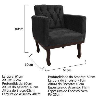 Kit Diva Recamier Diana 140Cm Lado Direito E 01 Poltrona Classic Suede - Amarena Móveis Preto