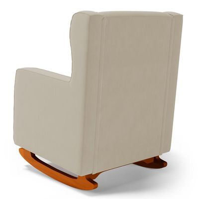Poltrona De Amamentação E Descanso Zoe Com Base Balanço E Puff Sintético Bege - Desk Design