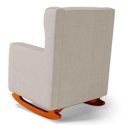 Poltrona De Amamentação E Descanso Zoe Com Base Balanço E Puff Linho Bege - Desk Design