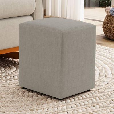 Kit 02 Puffs Decorativos Sala De Estar Quadrado 36x47cm Linho Bege - Desk Design