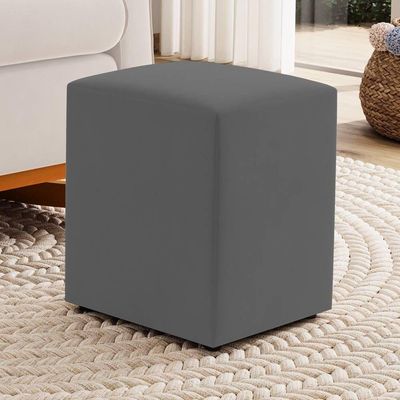 Kit 02 Puffs Decorativos Sala De Estar Quadrado 36x47cm Suede Cinza - Desk Design