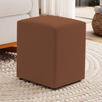 Kit 02 Puffs Decorativos Sala De Estar Quadrado 36x47cm Veludo Terracota - Desk Design