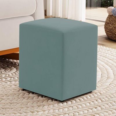 Kit 02 Puffs Decorativos Sala De Estar Quadrado 36x47cm Veludo Acqua - Desk Design