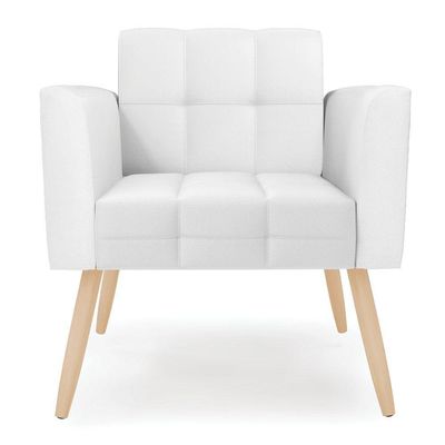Poltrona Elisa Corino Pés Palito Natural - D'rossi Cor Branco