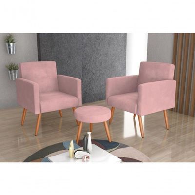 Conjunto 02 Poltronass E 1 Puff Dallas - Turkey Rose