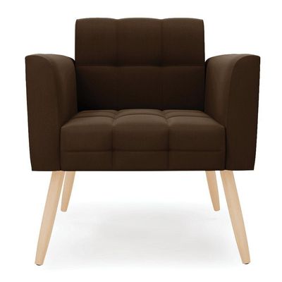 Poltrona Elisa Suede Pés Palito Natural - D'rossi Cor Marrom