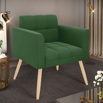 Poltrona Elisa Suede Pés Palito Natural - D'rossi Cor Verde