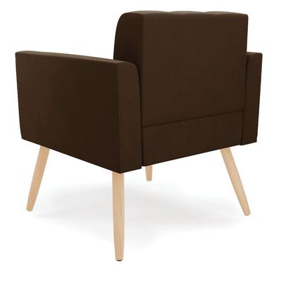 Poltrona Elisa Suede Marrom Pés Palito Natural - D'rossi