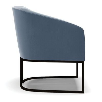 Poltrona Stella Suede Azul Marinho Base Industrial Preto - D'Rossi