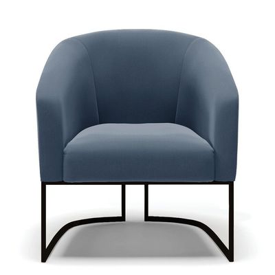 Poltrona Stella Suede Azul Marinho Base Industrial Preto - D'Rossi