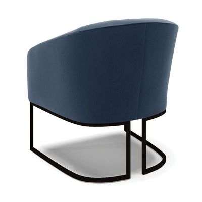Poltrona Stella Suede Azul Marinho Base Industrial Preto - D'Rossi