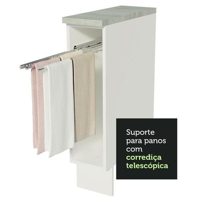 Balcão Porta-pano 20 X 60 Cm Para Cozinhas Madesa Lux, Glamy, Agata (com Tampo) - Branco Branco