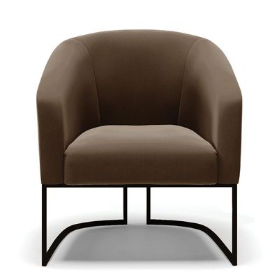 Poltrona Stella Suede Marrom Base Industrial Preto - D'Rossi