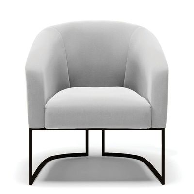Kit 2 Poltronas Stella Suede Base Industrial Preto - D'Rossi Cor Cinza