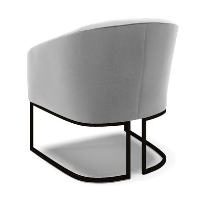 Kit 2 Poltronas Stella Suede Base Industrial Preto - D'Rossi Cor Cinza