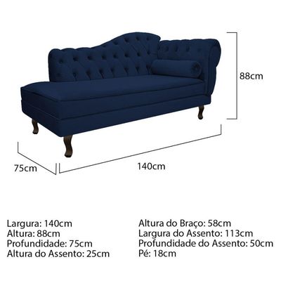 Kit Diva Recamier Diana 140Cm Lado Esquerdo E 02 Poltronas Classic Suede Azul Turquesa