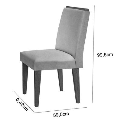 Mesa Tampo Mdf Canto Reto 6 Cadeiras Creme/Off White/Imbuia