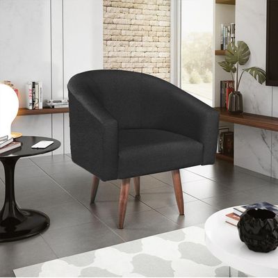 Poltrona Decorativa Luiza Pés Palito Suede Preto