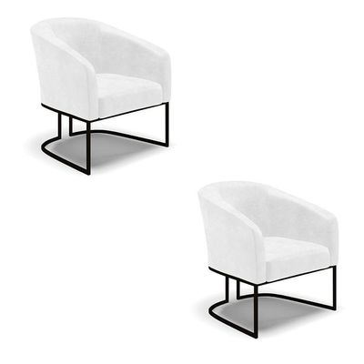 Kit 2 Poltronas Stella Corano Branco Base Industrial Preto - D'Rossi