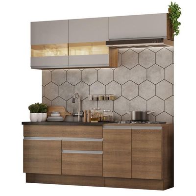 Armário De Cozinha Completa 200cm Rustic/crema Glamy Madesa 07 Rustic/rustic/crema