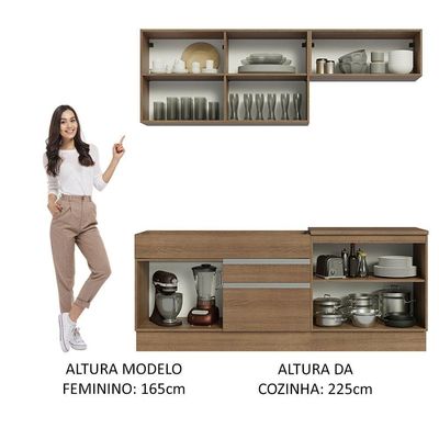 Armário De Cozinha Completa 200cm Rustic/crema Glamy Madesa 07 Rustic/rustic/crema