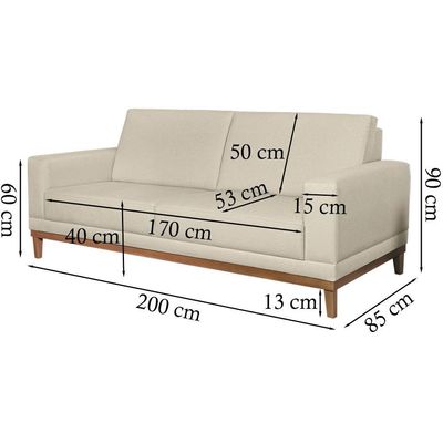 Sofa 3 Lugares 200 Cm Crons Linho Cru Vazzano Cru